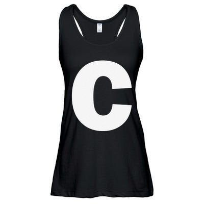 Letter C Capital Alphabet Monogram Initial Ladies Essential Flowy Tank