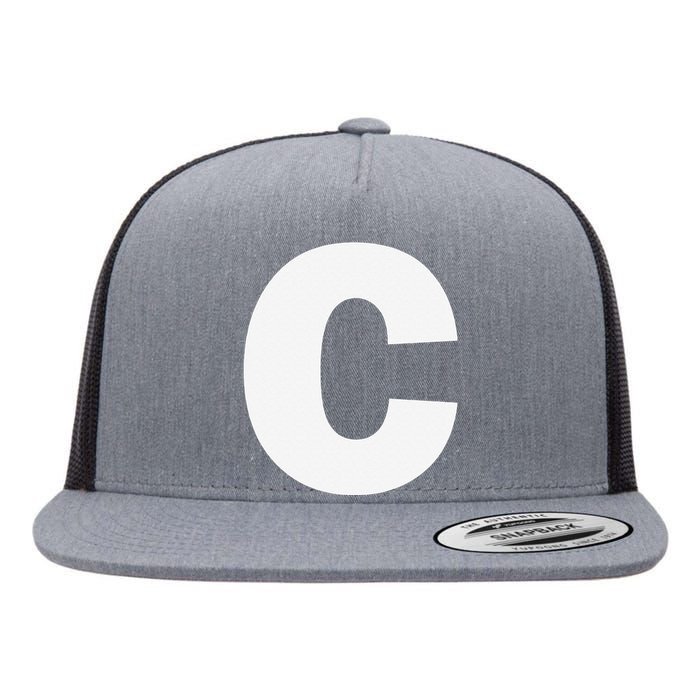 Letter C Capital Alphabet Monogram Initial Flat Bill Trucker Hat