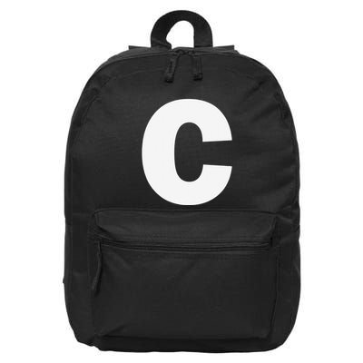 Letter C Capital Alphabet Monogram Initial 16 in Basic Backpack