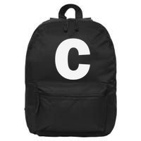 Letter C Capital Alphabet Monogram Initial 16 in Basic Backpack