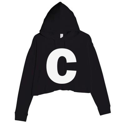 Letter C Capital Alphabet Monogram Initial Crop Fleece Hoodie