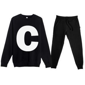 Letter C Capital Alphabet Monogram Initial Premium Crewneck Sweatsuit Set