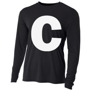 Letter C Capital Alphabet Monogram Initial Cooling Performance Long Sleeve Crew