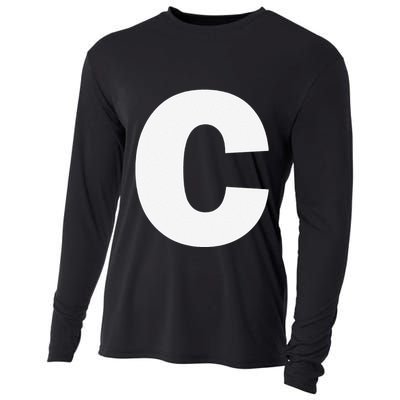Letter C Capital Alphabet Monogram Initial Cooling Performance Long Sleeve Crew