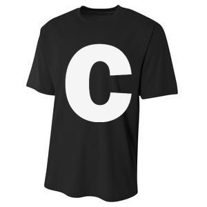 Letter C Capital Alphabet Monogram Initial Performance Sprint T-Shirt