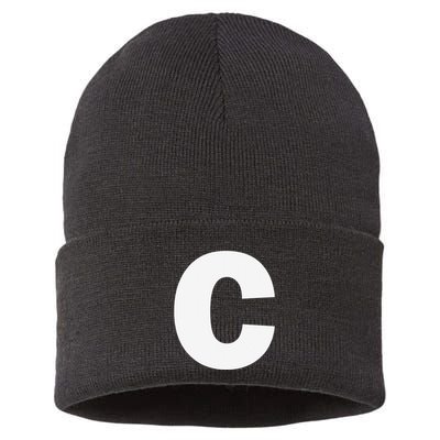 Letter C Capital Alphabet Monogram Initial Sustainable Knit Beanie