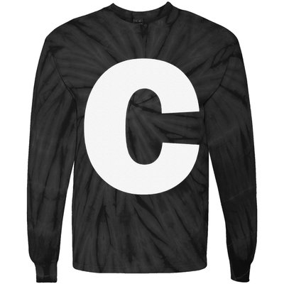 Letter C Capital Alphabet Monogram Initial Tie-Dye Long Sleeve Shirt