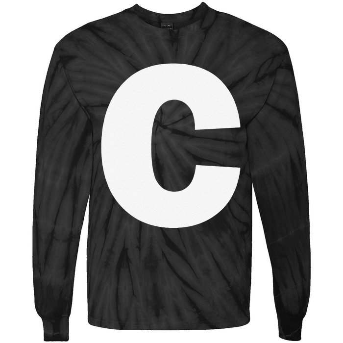 Letter C Capital Alphabet Monogram Initial Tie-Dye Long Sleeve Shirt