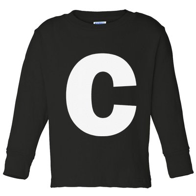 Letter C Capital Alphabet Monogram Initial Toddler Long Sleeve Shirt