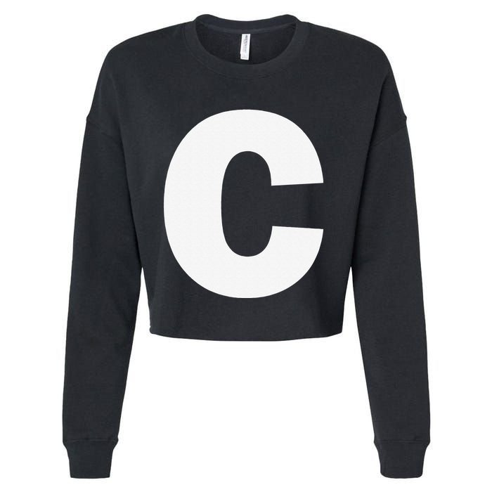 Letter C Capital Alphabet Monogram Initial Cropped Pullover Crew