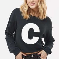 Letter C Capital Alphabet Monogram Initial Cropped Pullover Crew