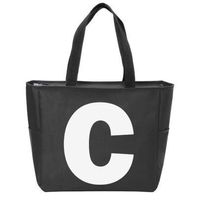 Letter C Capital Alphabet Monogram Initial Zip Tote Bag