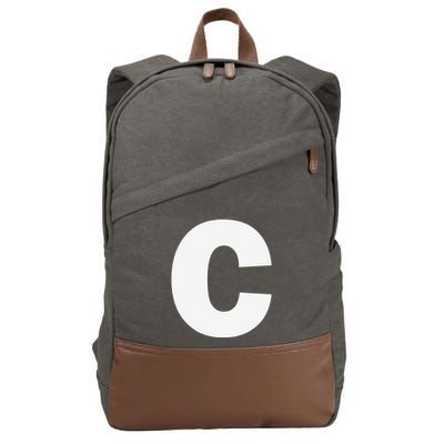 Letter C Capital Alphabet Monogram Initial Cotton Canvas Backpack
