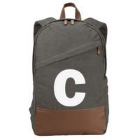 Letter C Capital Alphabet Monogram Initial Cotton Canvas Backpack