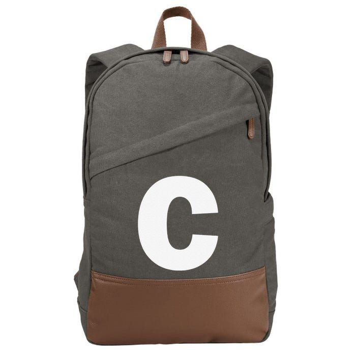 Letter C Capital Alphabet Monogram Initial Cotton Canvas Backpack