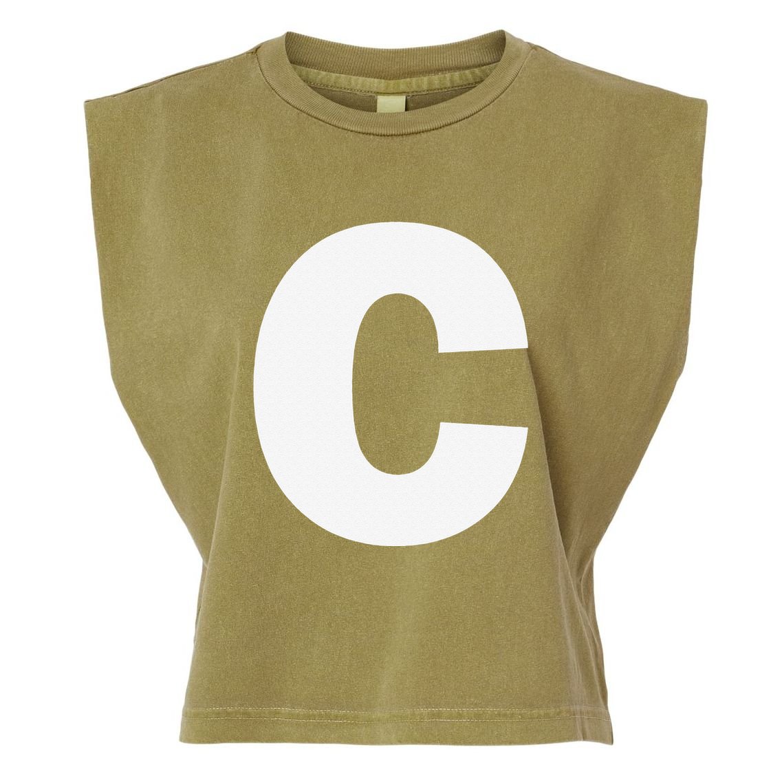 Letter C Capital Alphabet Monogram Initial Garment-Dyed Women's Muscle Tee