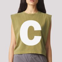 Letter C Capital Alphabet Monogram Initial Garment-Dyed Women's Muscle Tee