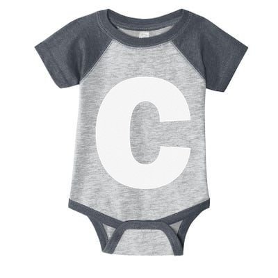 Letter C Capital Alphabet Monogram Initial Infant Baby Jersey Bodysuit