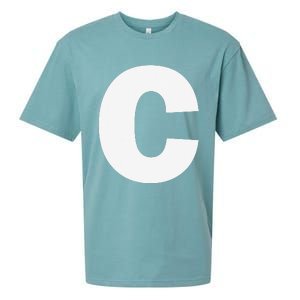 Letter C Capital Alphabet Monogram Initial Sueded Cloud Jersey T-Shirt