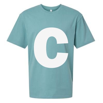 Letter C Capital Alphabet Monogram Initial Sueded Cloud Jersey T-Shirt