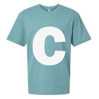 Letter C Capital Alphabet Monogram Initial Sueded Cloud Jersey T-Shirt