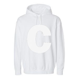 Letter C Capital Alphabet Monogram Initial Garment-Dyed Fleece Hoodie