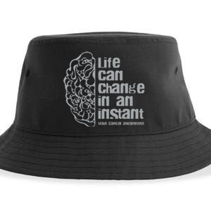 Life Can Change In An Instant Brain Cancer Awareness Sustainable Bucket Hat