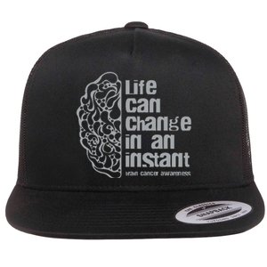 Life Can Change In An Instant Brain Cancer Awareness Flat Bill Trucker Hat