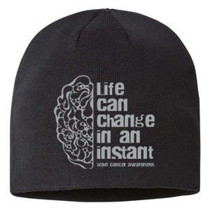 Life Can Change In An Instant Brain Cancer Awareness Sustainable Beanie