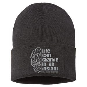 Life Can Change In An Instant Brain Cancer Awareness Sustainable Knit Beanie