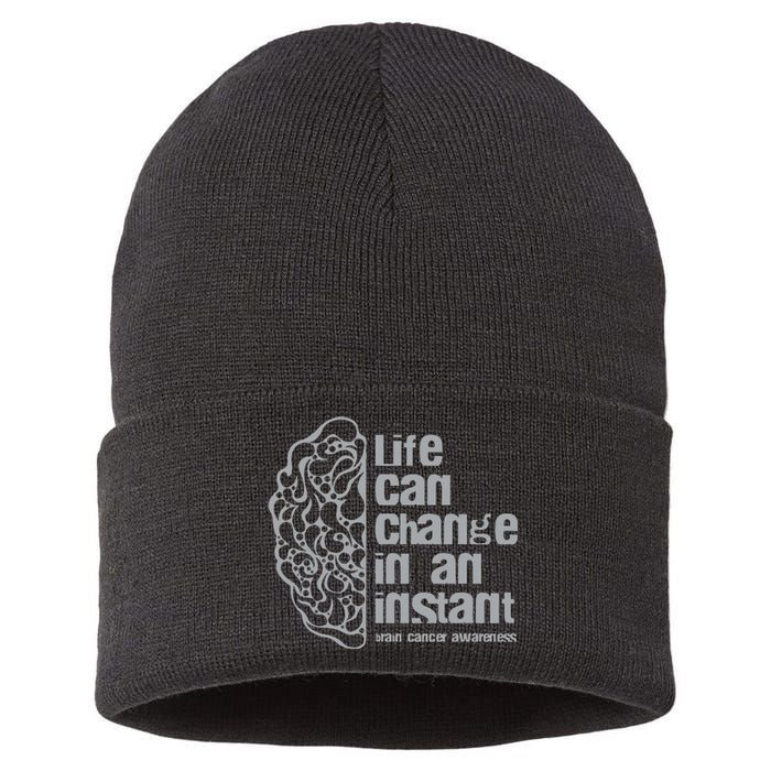 Life Can Change In An Instant Brain Cancer Awareness Sustainable Knit Beanie