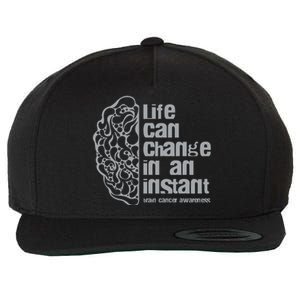 Life Can Change In An Instant Brain Cancer Awareness Wool Snapback Cap