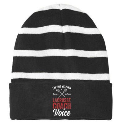 Lacrosse Coach Coaching Lacrosse Player Stick Quote Striped Beanie with Solid Band