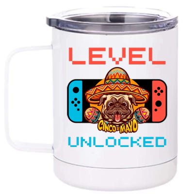 Level Cinco De Mayo Dog Unlocked Video Games 12 oz Stainless Steel Tumbler Cup