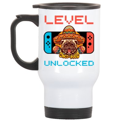 Level Cinco De Mayo Dog Unlocked Video Games Stainless Steel Travel Mug