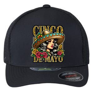 Leopard Cinco De Mayo Girl Mexican Fiesta 5 De Mayo Flexfit Unipanel Trucker Cap