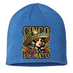 Leopard Cinco De Mayo Girl Mexican Fiesta 5 De Mayo Sustainable Beanie