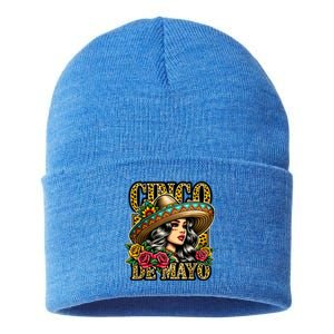 Leopard Cinco De Mayo Girl Mexican Fiesta 5 De Mayo Sustainable Knit Beanie