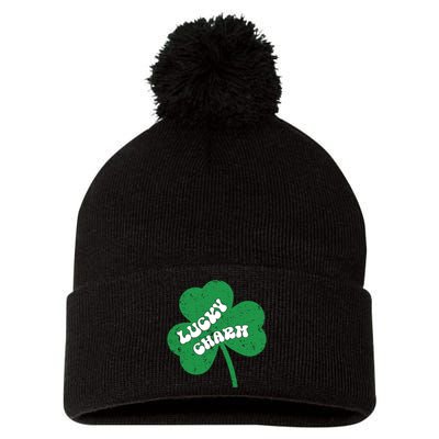 Lucky Clover Distressed Pom Pom 12in Knit Beanie