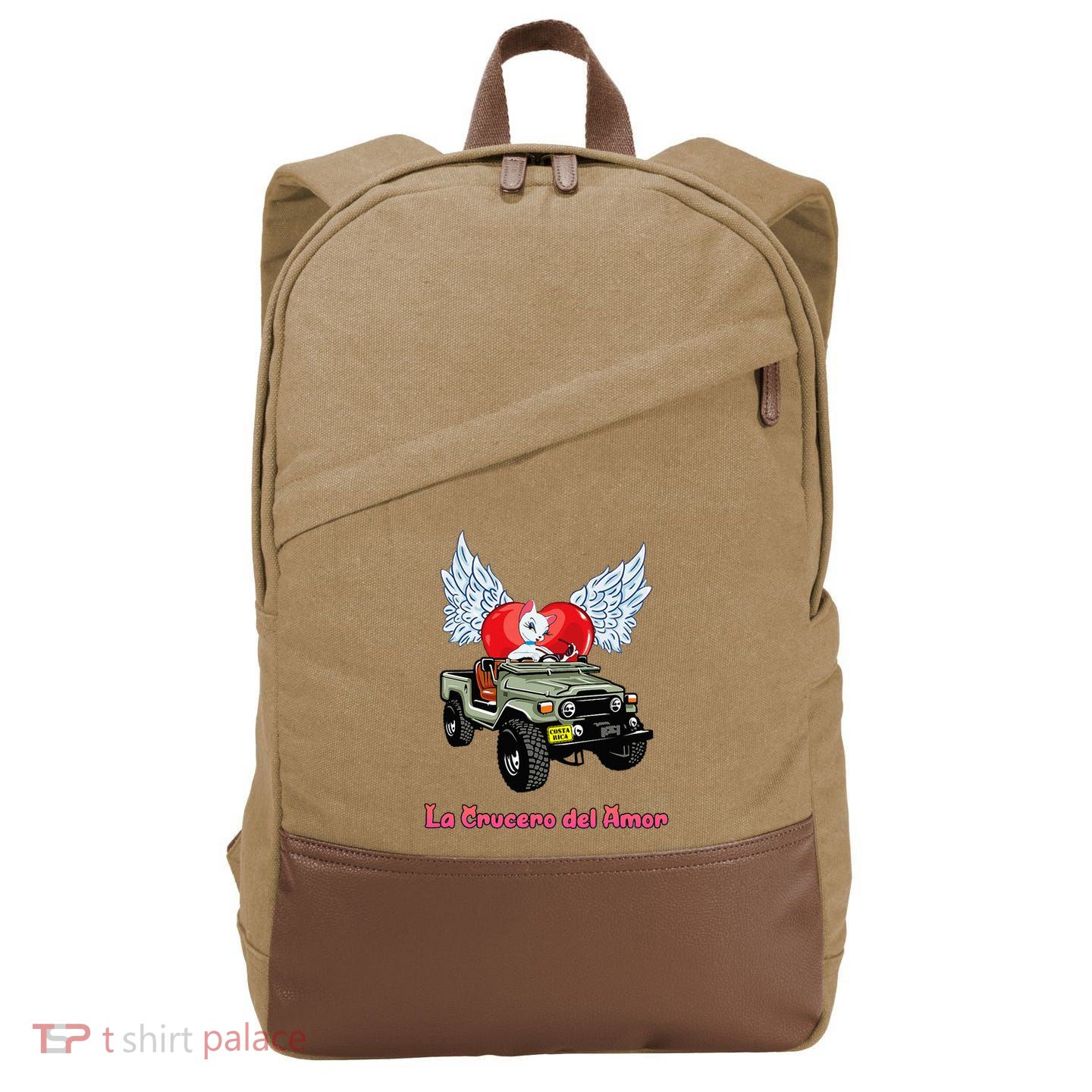 La Crucero Del Amor Costa Rica Kitten Cat Pretty Cruiser Cotton Canvas Backpack