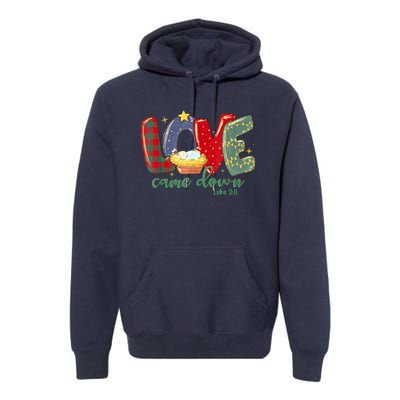 Love Came Down Luke 2:11 Merry Christmas Baby Jesus Premium Hoodie