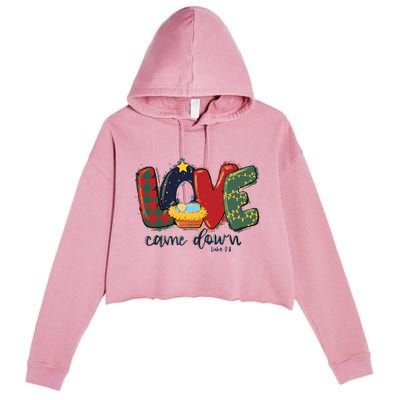 Love Came Down Luke 211 Baby Jesus Christmas Christian Crop Fleece Hoodie