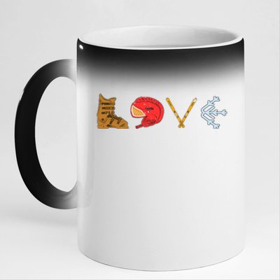 LOVE Cute Downhill Snow Skiing Winter Sports Alpine Ski 11oz Black Color Changing Mug