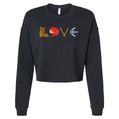 LOVE Cute Downhill Snow Skiing Winter Sports Alpine Ski Cropped Pullover Crew