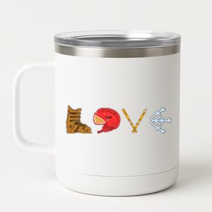 LOVE Cute Downhill Snow Skiing Winter Sports Alpine Ski 12 oz Stainless Steel Tumbler Cup