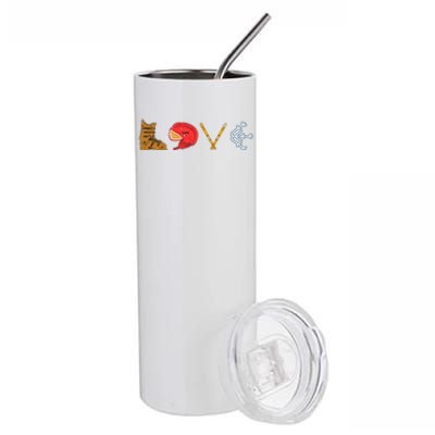 LOVE Cute Downhill Snow Skiing Winter Sports Alpine Ski Stainless Steel Tumbler