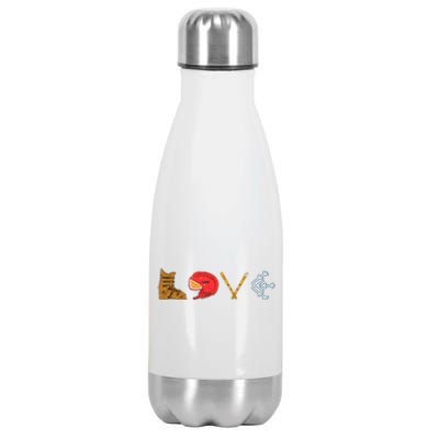 LOVE Cute Downhill Snow Skiing Winter Sports Alpine Ski Stainless Steel Insulated Water Bottle