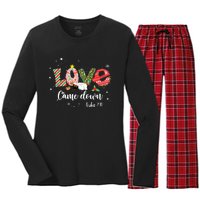 Love Came Down Luke 211 Baby Jesus Christmas Family Women's Long Sleeve Flannel Pajama Set 