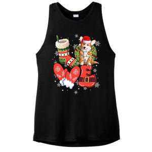 Love Corgi Dog Merry Corgmas Christmas Dog Lovers Xmas Great Gift Ladies PosiCharge Tri-Blend Wicking Tank