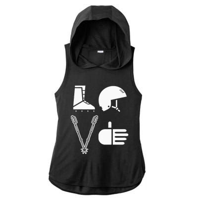 LOVE Cute Downhill Snow Skiing Winter Sports Alpine Ski Ladies PosiCharge Tri-Blend Wicking Draft Hoodie Tank